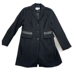 BAR III 3 DRESSY CASUAL WOOLBLEND PEA COAT WOMENS Size LARGE in BLACK Y2K